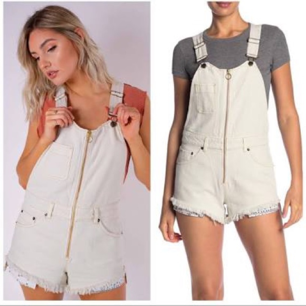 Free People Sunkissed Denim Short Overall Size 6 - Picture 1 of 6